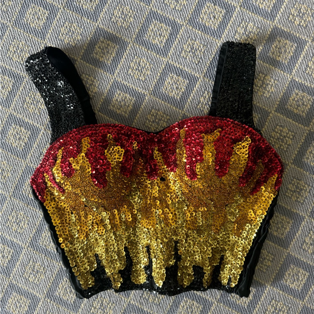 Sequin flame fire bustier